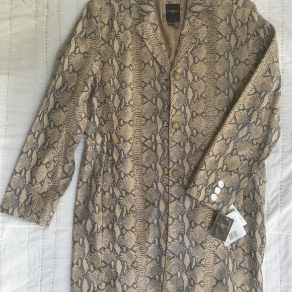100% Leather Python Print Leather Coat - Picture 1 of 2